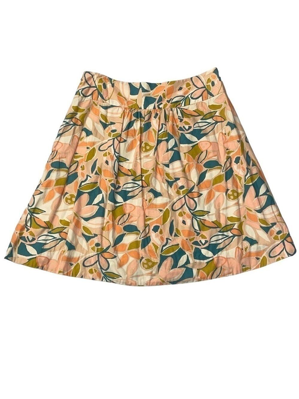Vintage J.Crew Floral Drop-Waist Skirt Pink Peach Teal Size 4